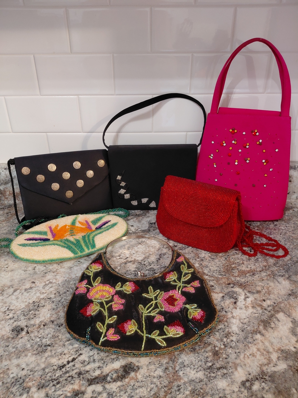 Lot Of Evening Bags Clutches Satin Beaded Rhinestones